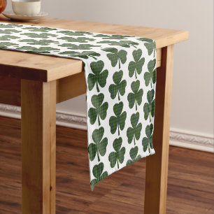 Shamrock Shape Plaid Dark Green Table Runner