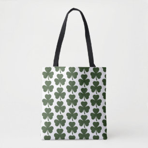 Shamrock Shape Plaid Dark Green Tote Bag