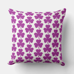Shamrock Shape Plaid Pink Purple Cushion