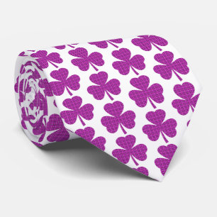 Shamrock Shape Plaid Pink Purple Neck Tie