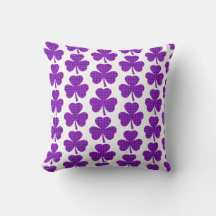 Shamrock Shape Plaid Purple Cushion