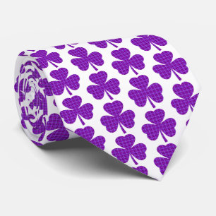 Shamrock Shape Plaid Purple Neck Tie