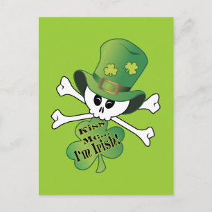Shamrock Skull Postcard