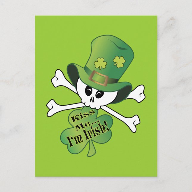Shamrock Skull Postcard (Front)