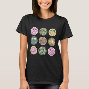Shamrock Smile Face Disco Ll Retro Groovy St Patri T-Shirt