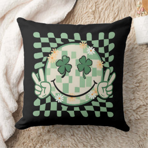 Shamrock Smile Face Funny St Patrick's Day Cushion