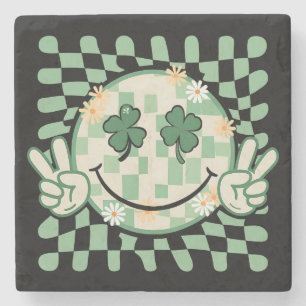 Shamrock Smile Face Funny St Patrick's Day Stone Coaster