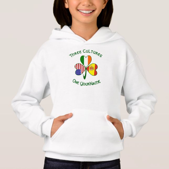 Shamrock Spain Ireland USA Flags (Front)