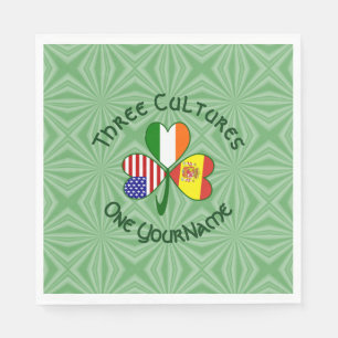 Shamrock Spain Ireland USA Flags Napkin