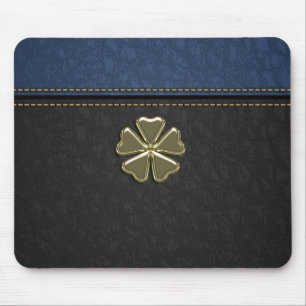 Shamrock St.Patrick`s Day,Blue Black Leather Mouse Mat