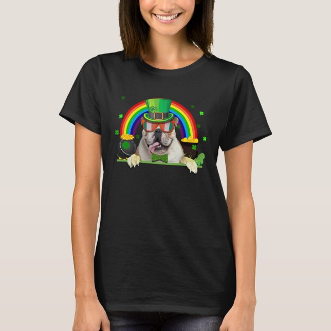 Shamrock St Patrick s Day French Bulldog Leprechau T-Shirt (Front)