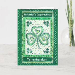Shamrock St Patrick's Day Card for a Grandson