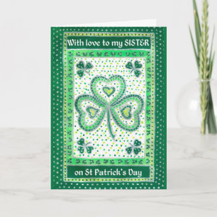 Shamrock St Patrick's Day Card for Sister