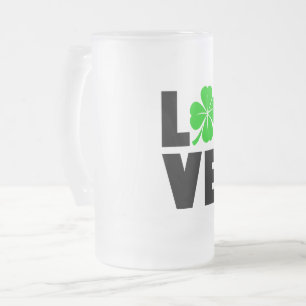 shamrock St. Patrick's Day  Frosted Glass Beer Mug