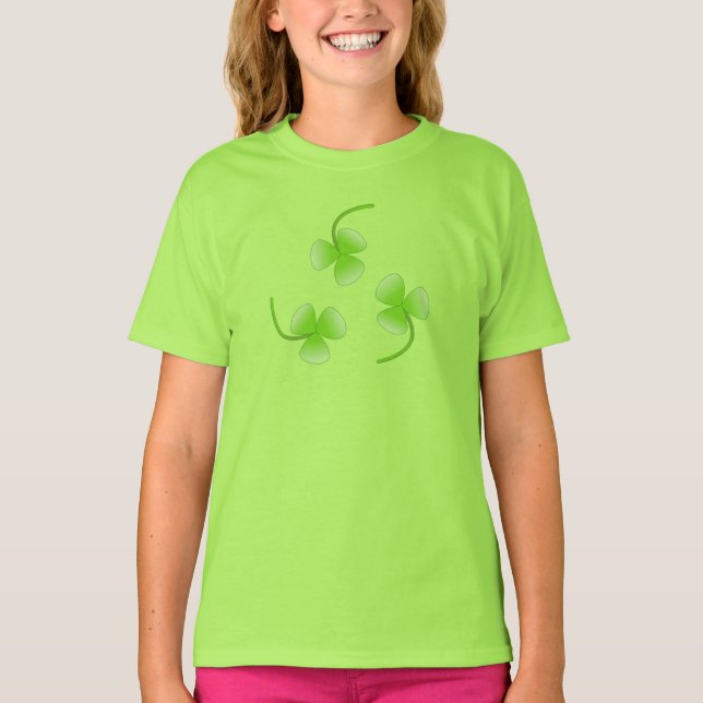 Shamrock St. Patrick's Day Girl's T-Shirt (Front)