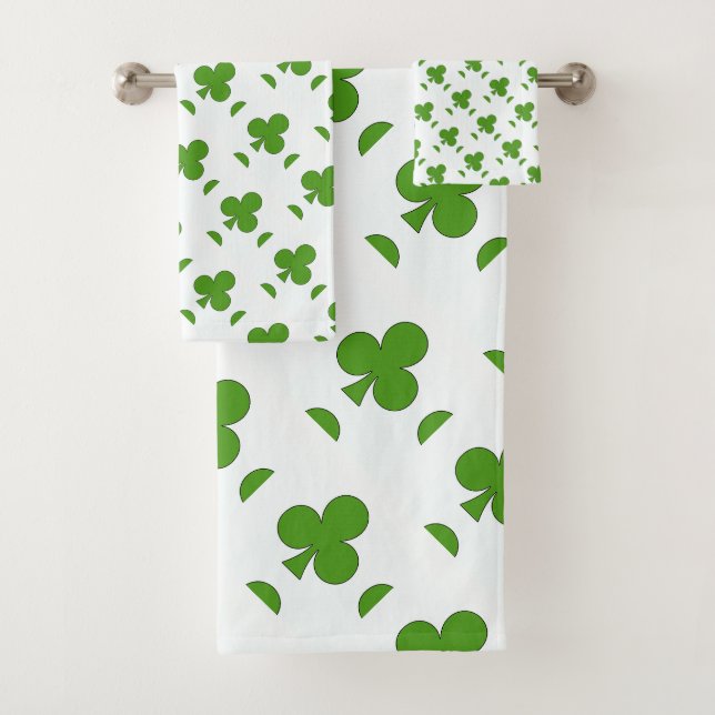 Shamrock St. Patrick's Day Holiday  Bath Towel Set (Insitu)