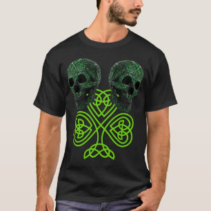 Shamrock St Patricks Day Irish Celtic Knot Skulls T-Shirt