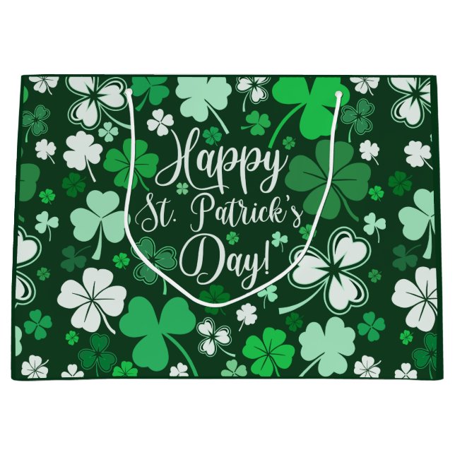 Shamrock St. Patrick's Day Large Gift Bag (Front)