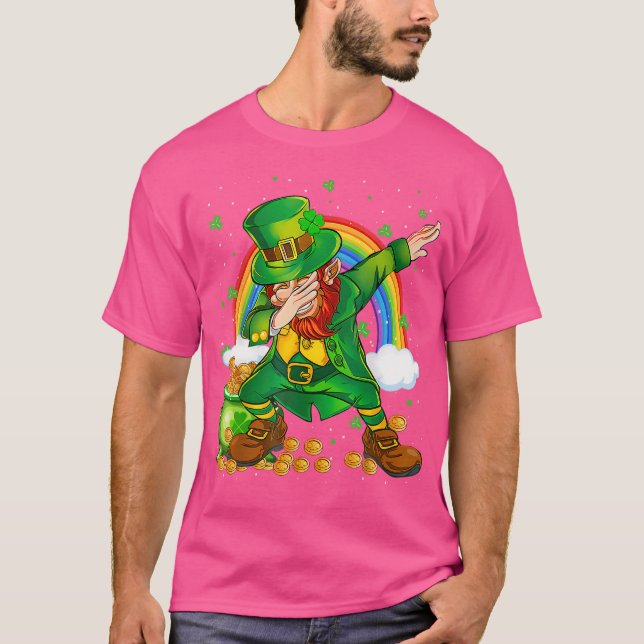 Shamrock St Patricks Day Men Women Kids Dabbing Le T-Shirt (Front)