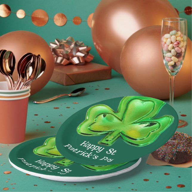 Shamrock St Patrick's Day Paper Plates  (Multi)