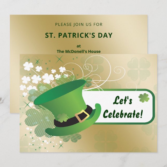 shamrock St Patricks Day party Invitation (Front/Back)