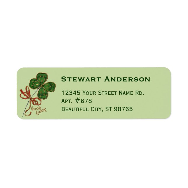 Shamrock St. Patrick's Day Return Address Labels (Front)
