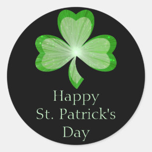 Shamrock 'St Patrick's Day' sticker round black
