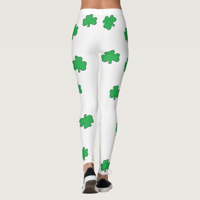 Shamrock St. Patrick's Day Yoga Pants Leggings (Back)