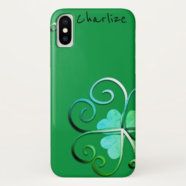 Shamrock St. Patrick's W/Name Case-Mate iPhone Case (Back)
