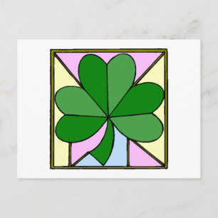 Shamrock Stained Glass Window Postcard