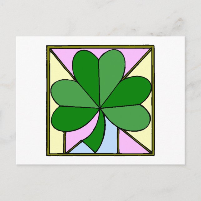 Shamrock Stained Glass Window Postcard (Front)
