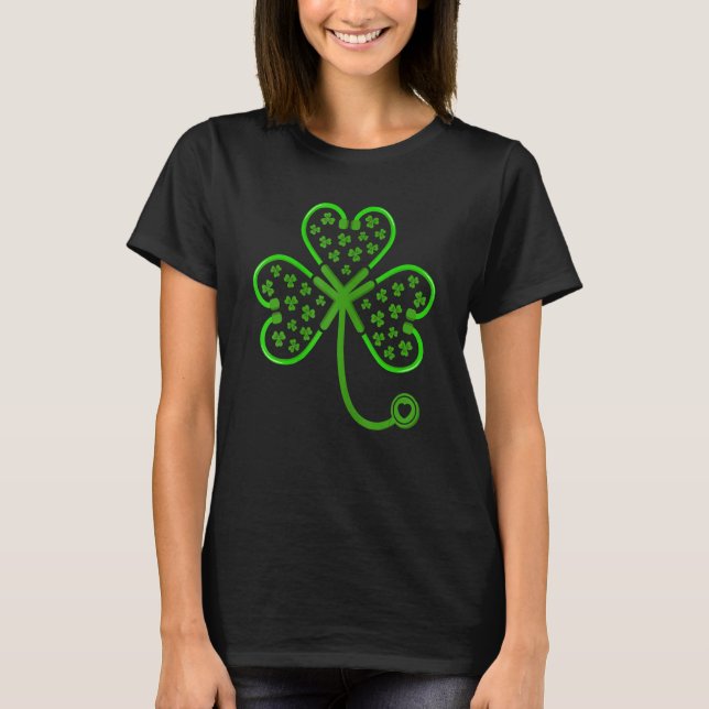 Shamrock Stethoscope Nurse Lucky St Patricks Day N T-Shirt (Front)