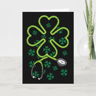 Shamrock Stethoscope Scrub Nurse St Patricks Day R Card