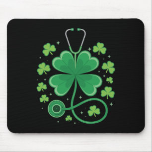 Shamrock Stethoscope St Patricks Day Nurse Gifts F Mouse Mat