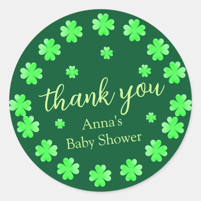 Shamrock Thank You Favour Classic Round Sticker (Front)