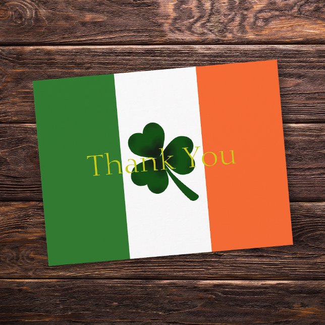 Shamrock Thank You Postcard (Shamrock Thank You Postcard with Irish Flag Colors.  Beautiful Shamrock Leaf design.)