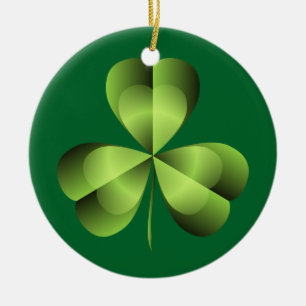 Shamrock Three Leaf Clover Graphic Ceramic Tree Decoration
