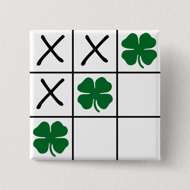 Shamrock Tic Tac Toe 15 Cm Square Badge (Front)
