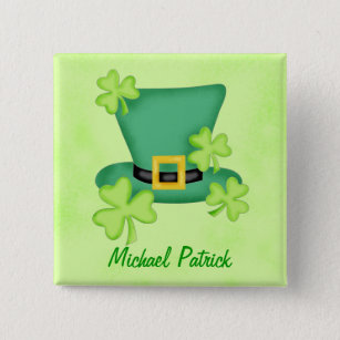 Shamrock Top Hat St. Patrick's Name Badge Pin