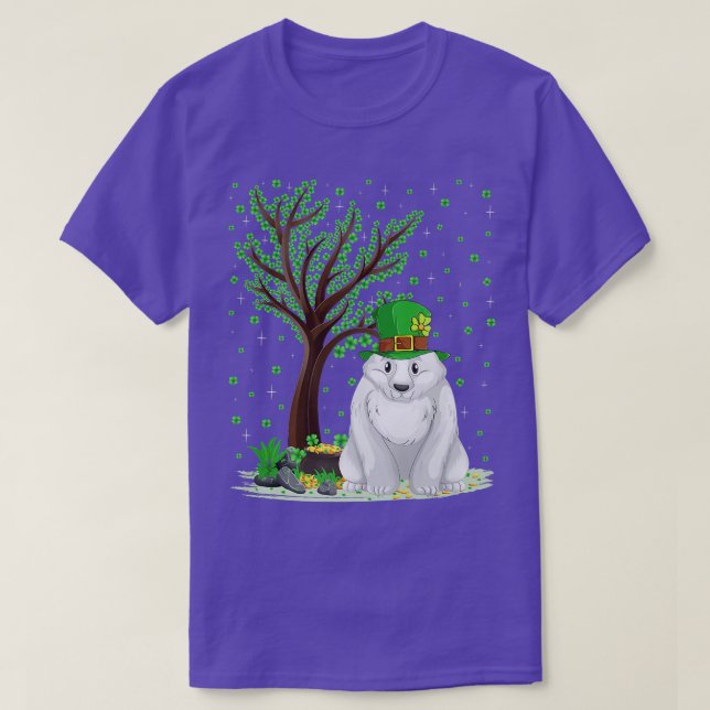 Shamrock Tree Leprechaun Hat Polar Bear St  T-Shirt (Design Front)
