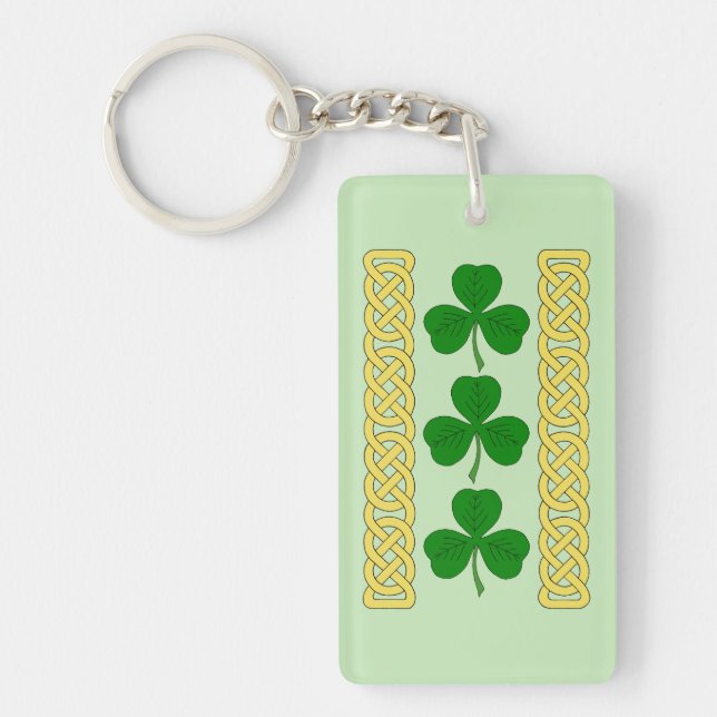 Shamrock Trio and Knotwork Bands Key Ring (Front)