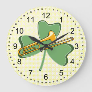 Shamrock Trombone Large Clock