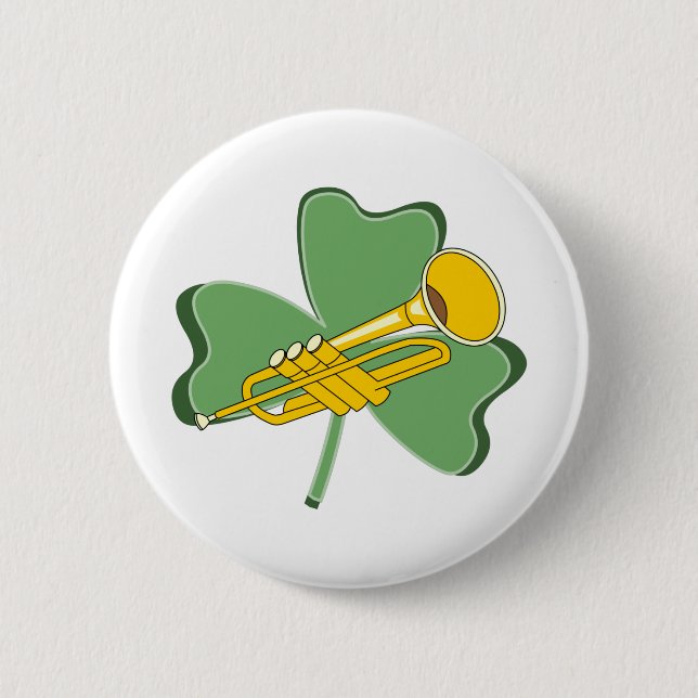 Shamrock Trumpet 6 Cm Round Badge (Front)