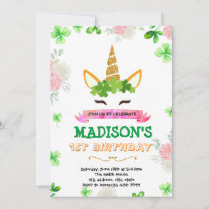 Shamrock unicorn invitation