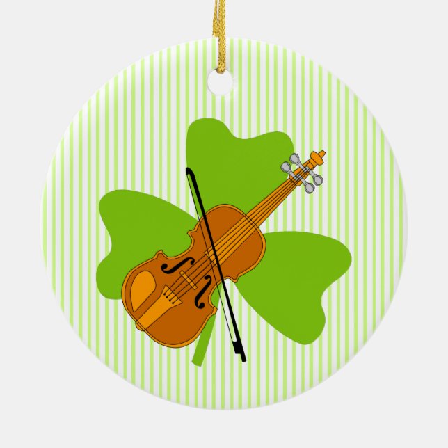 Shamrock Violin Ceramic Tree Decoration (Back)