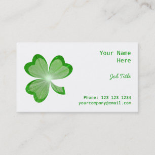 Shamrock White business card side green back