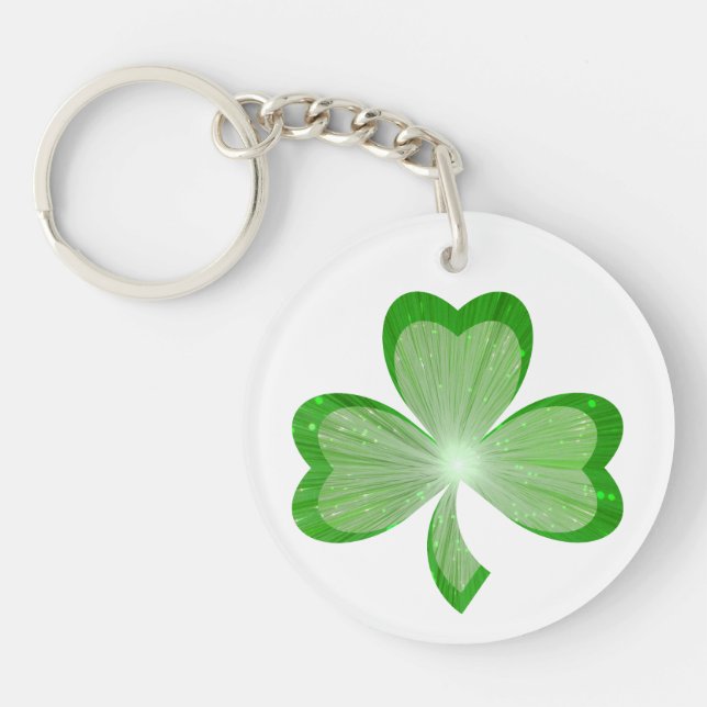 Shamrock White double-sided Key Ring (Front)