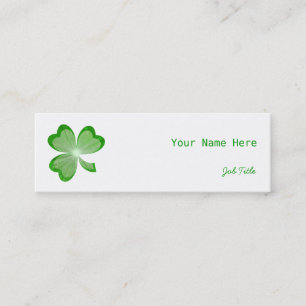 Shamrock White side skinny green back Mini Business Card