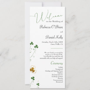 Shamrock Wildflower Elegant Wedding Program Card