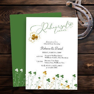 Shamrock Wildflower Wedding Rehearsal Dinner Invitation